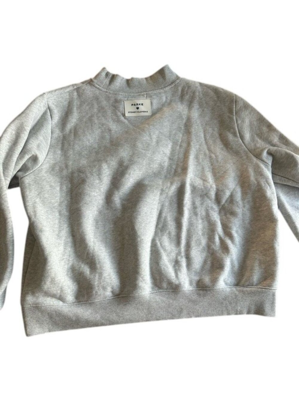 Parke x Stoney Clover Lane Mockneck Heather Gray Blue Gingham L/XL - Picture 3 of 6